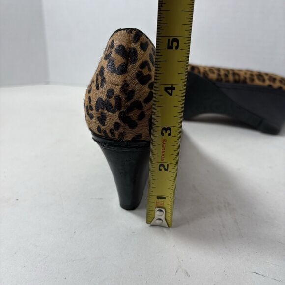 Franco Sarto Heels Womens Size 8 Zeus Leopard Cheetah Print Calf Hair Wedge B1 - Picture 12 of 12